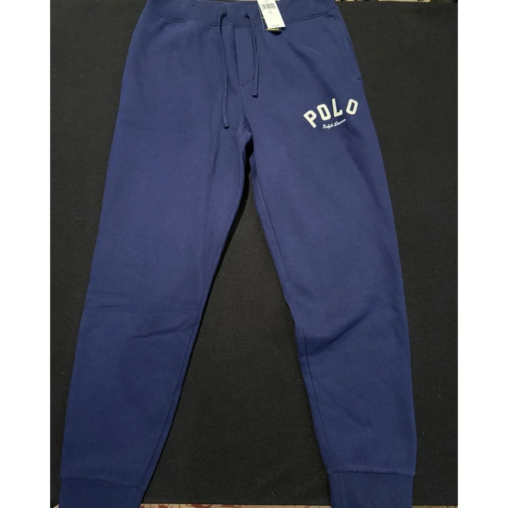 Polo Ralph Lauren Navy Embroidered Logo Fleece Jogger Pants Mens Large NWT